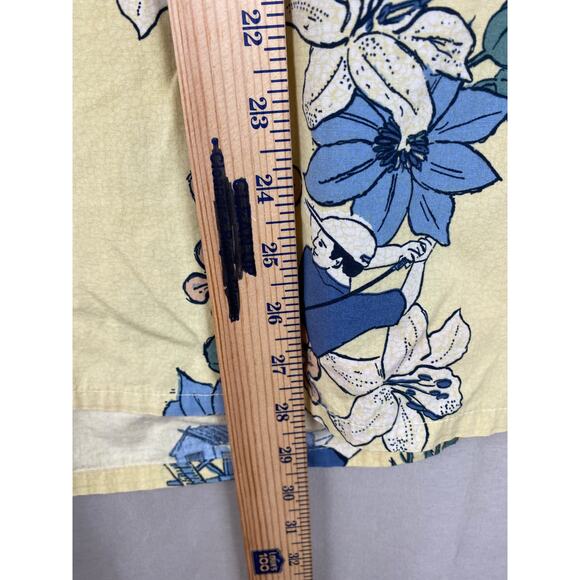 Campia Moda Men’s Large Hawaiian Camp Shirt Yellow Floral Golf Print Button Up - Picture 6 of 10